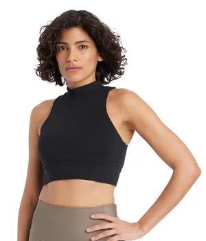 NWT All In Motion Light Support High-Neck Crop Sports Bra 89809232 Black XS thumbnail 1