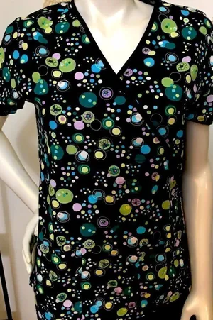 HQ Scrub Top! Super Cute‎ Black Size XS thumbnail 1