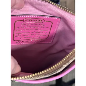 Coach Signature Stripe Swingpack Crossbody Bag Pink Tan Y2K Small Purse thumbnail 11