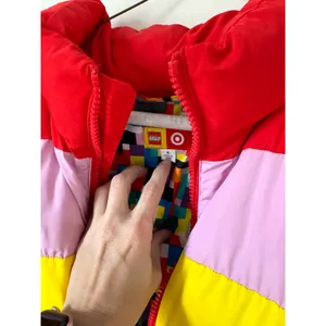 Target x Lego Color Block Puffer Jacket Vest Pink Red Yellow Orange Size Small thumbnail 8