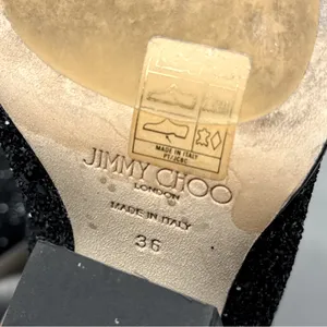 Jimmy Choo Mele Glitter 85 Chelsea Stretch Knit Block Heel Ankle Boots Black 36 thumbnail 13