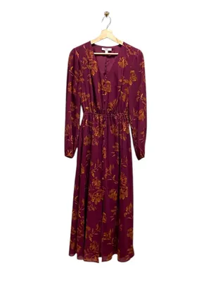 Chelsea28 Maxi Dress Burgundy Size XS Floral Coastal Wedding Bohemian Flowy Cute thumbnail 2