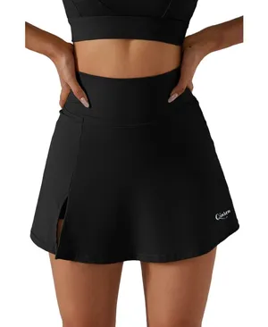 QINSEN Black Athletic Skort with Built-in Shorts Tennis Golf Running Size L thumbnail 1