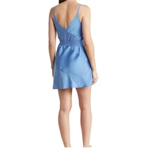 NWT Free People Like Me Or Love Me Slip Dress Blue Wrap Mini XS thumbnail 2
