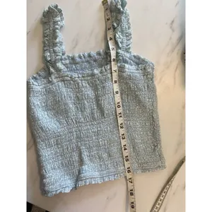 Abercrombie‎ Fitch Top Womens XS Blue Polka Dot Crop Tank Y2K Vintage Baby Blue thumbnail 5