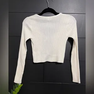 DREAMERS by Debut Cream Long Sleeve Ribbed Cardigan Cover Up Tie Women’s S EUC thumbnail 4