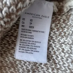 American Eagle Paisley Knit Cardigan XS Brown Cream Button Front Sweater thumbnail 7