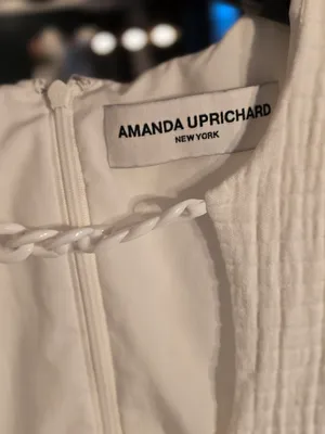 O Amanda Uprichard White Textured Chain-Detail Mini Dress Xs thumbnail 5