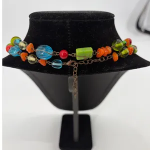 Vtg Lampwork Glass Bead Necklace Artisan Colorful Boho Long Y2K Indie Festival thumbnail 5