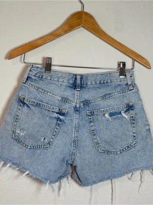 Free People Light Wash Distressed Denim Cutoff Shorts thumbnail 2