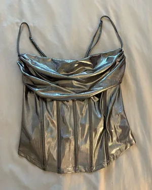 Sincerely Jules Silver Metallic Top thumbnail 1