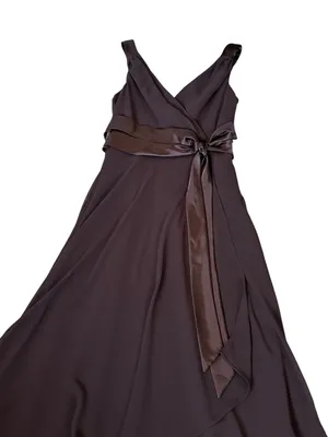 Jones Studio A-Line Midi Dress Satin Waist Bow Tie Flowy Hem Y2K Whimsigoth thumbnail 2