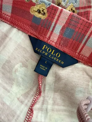 POLO RALPH LAUREN Plaid Red Bear Pajama Jogger Pants Sz L thumbnail 4
