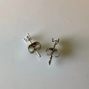Small CZ Diamond Stud Earrings Silver thumbnail 5