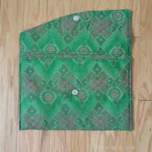 Mayamiko Cotton Boho Sustainable Geometric Padded Laptop Sleeve Case Green OS thumbnail 3