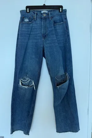 Just Black Denim High Rise Jeans with rip detail Size 28 thumbnail 1