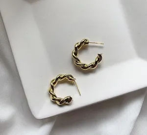 Gold twist hoop earrings thumbnail 9