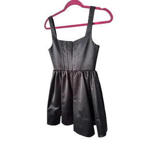 Staud Landscape Mini Dress Satin Black Size 2‎ thumbnail 6