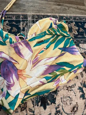 Billabong Floral Halter Crop Top in Yellow, Teal & Purple thumbnail 8