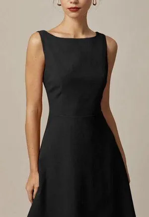 RIHOAS The Black Boat Neck High Waisted Mini Dress 14 thumbnail 1