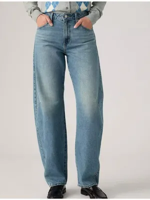 New Levi's Premium 27x32 Baggy Dad Barrel Women's Jeans Easy Days Medium Wash thumbnail 2