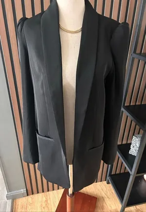 Express puffy sleeve blazer black work attire size small stylish long thumbnail 1