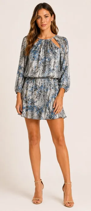 Ramy Brook Jeannie snakeskin 100% silk mini dress size Small thumbnail 1