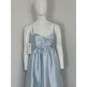 NWT Womens Baby Blue Satin Mini Dress Lace Up Corset Back Spaghetti Strap⁠ 8 thumbnail 5