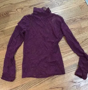Beautiful, maroon lace, mock neck, shirt, express size medium thumbnail 1