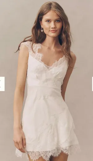 Anthropologie White Satin Bridal Dress thumbnail 1