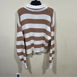 NWT OFFLINE By Aerie Full Zip Sweater stripped size XL Beach Dune women’s thumbnail 10