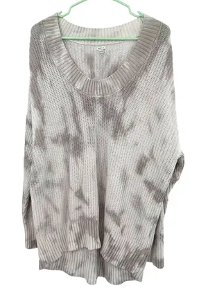 Aerie size Small oversized pullover style sweater v neck‎ gray white marbled thumbnail 1
