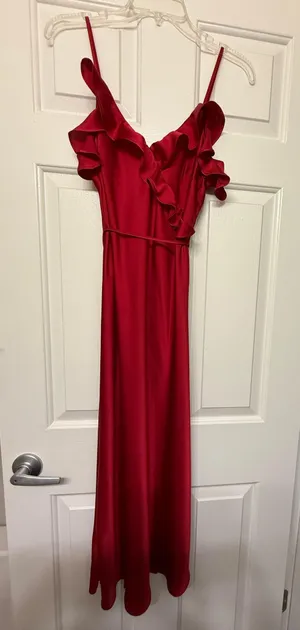 Red Ruffle Midi Dress thumbnail 3