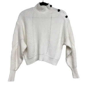 Joie Mock‎ Turtleneck Button Detail Sweater Cream XXS thumbnail 1