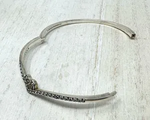 Pandora sterling silver/CZ bangle bracelet, size 1 / small thumbnail 10