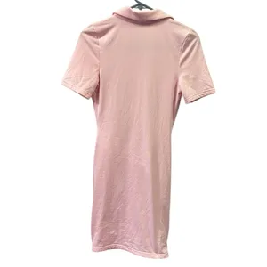 Source Unknown Pink Ruched Bodycon Full Button Front Short Sleeve Mini Dress Womens Small thumbnail 8