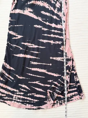 Young Fabulous & Broke YFB Navy Blue & Baby Pink Tie-Dye Silky Midi Skirt thumbnail 5