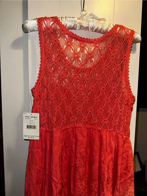 NWT Free People Fiesta Coral Lace Dress thumbnail 9