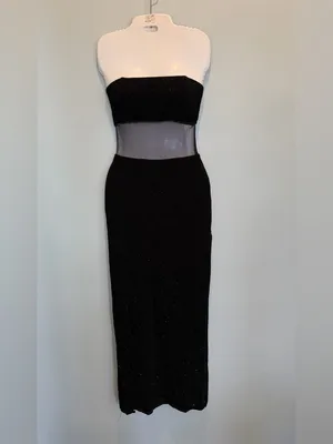 Gunne Sax Jessica McLintock Black strapless sparkle evening dress size 3 thumbnail 3