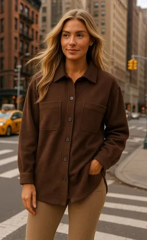 WHITE STAG Button-Up Lumberjane‎ Shacket Chocolate Brown Cozy Lounge Autumn Warm thumbnail 1