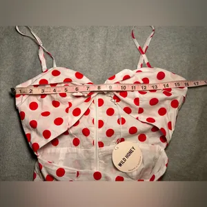 NWT Wild Honey polka dot cutout mini dress white and red size M thumbnail 3