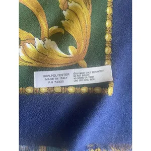 Vtg Italian Baroque Scarf Gold Chain Belt Print Square 47 inch Made in Italy thumbnail 3