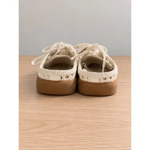 Dolce Vita Cream Woven Cutout Mule Sneakers Gum Sole Womens Size 7 Lace Up thumbnail 4