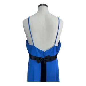 Linda Royal Blue Chiffon Maxi Gown Open Back Bow Detail Prom Formal Women's 16‎ thumbnail 11