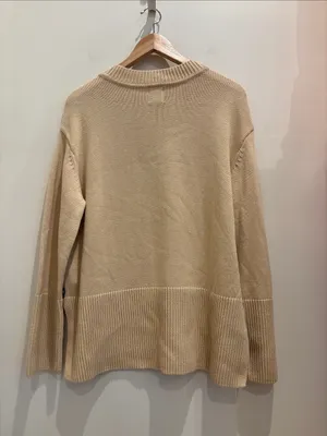 Gap Oversized Sweater 100% Cotton Beige Crewneck Size Medium thumbnail 3