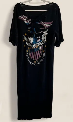 Affliction eagle graphic cutout burnout wash maxi tshirt dress Y2K grunge Small thumbnail 1