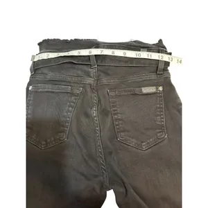 7 For All Mankind Black Raw Waist Belted Stretch Jeans Size 26 thumbnail 5