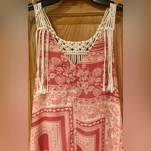 ZARA Macrame Bohemian Festival Lightweight Lined‎ Maxi Dress Size Medium / Large thumbnail 14