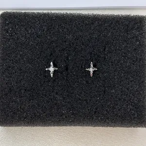8mm CZ Star Stud Earrings for Men Women Streetwear Hip Hop Punk Unisex Earrings thumbnail 2