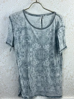 Free People Blue Gray Vintage Wash Short Sleeve Tee - Size - XS thumbnail 3